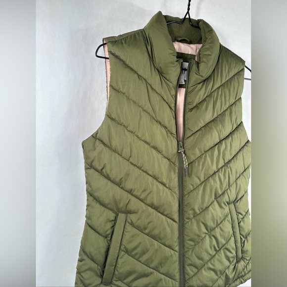 GAP Warmest Puffer Vest Women Small Hunter Green Full Zip Pockets - Picture 2 of 7